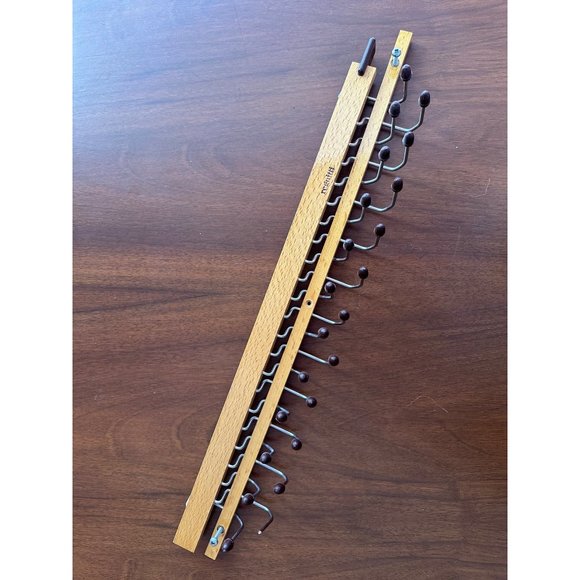 Wood & Brass Tie Rack Fratelli Reguitti, 1960s Vintage - Picture 5 of 10